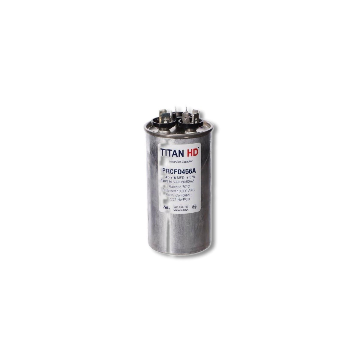 TITAN PRO Run Capacitor 45+6 MFD 440V Round PRCFD456A