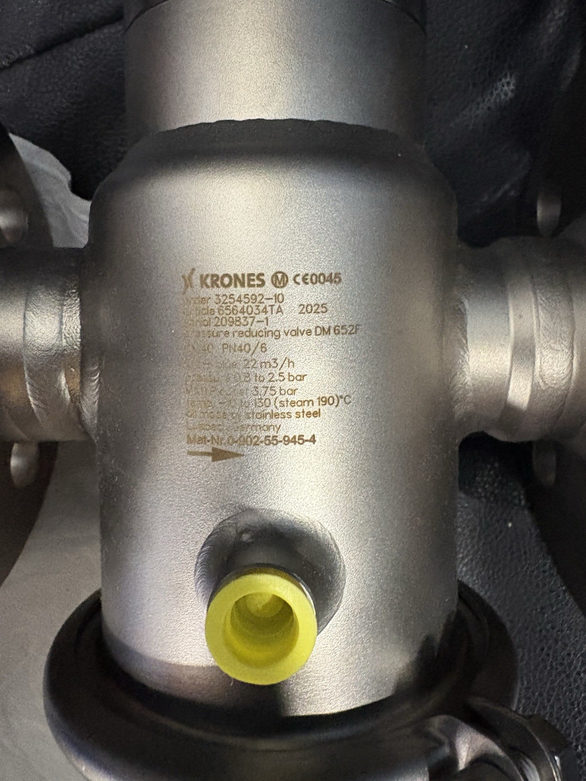 Krones 6564034A Pressure Reducing Valve DN40 PN40 Stainless Steel New 2025