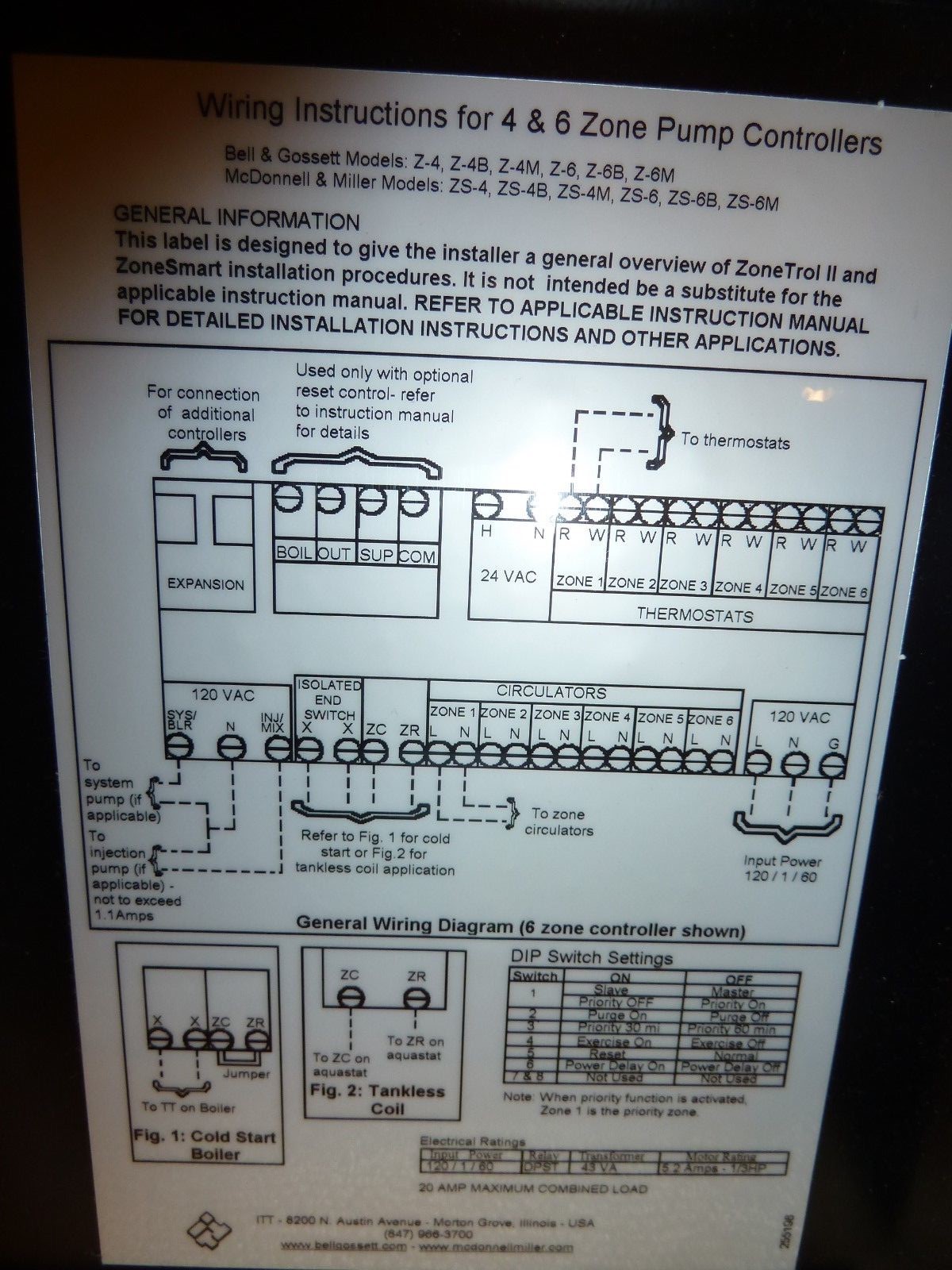 Bell Gossett 109432 Z-6B Zone Trol B&G Boiler Heat Circulator Pump Controller