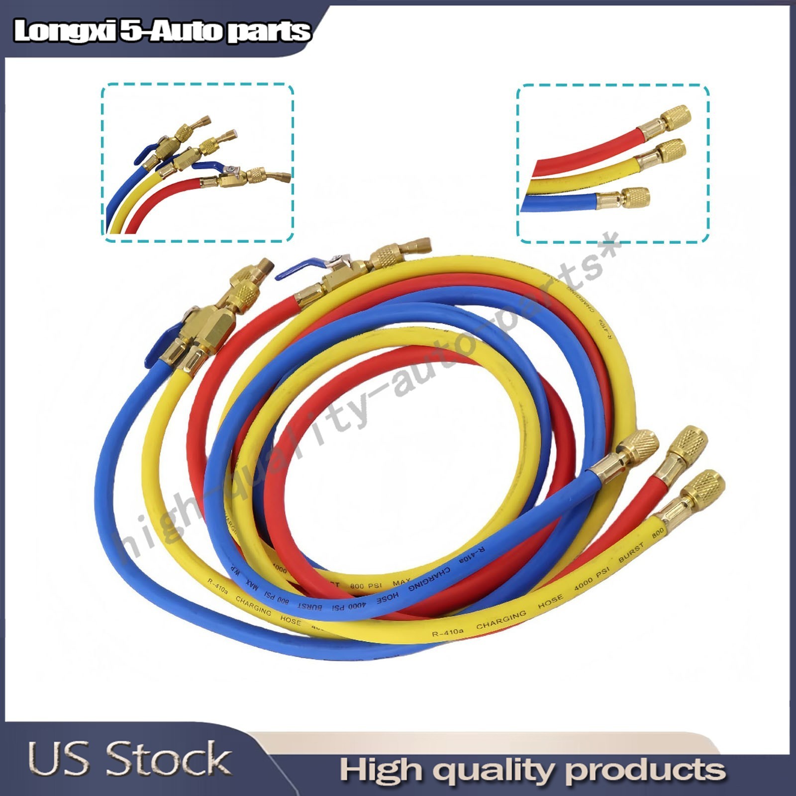 3Pack 29986 Plus II 1/4″ Hose with Compact Ball Valve 72″ Fits R-410A Refrige