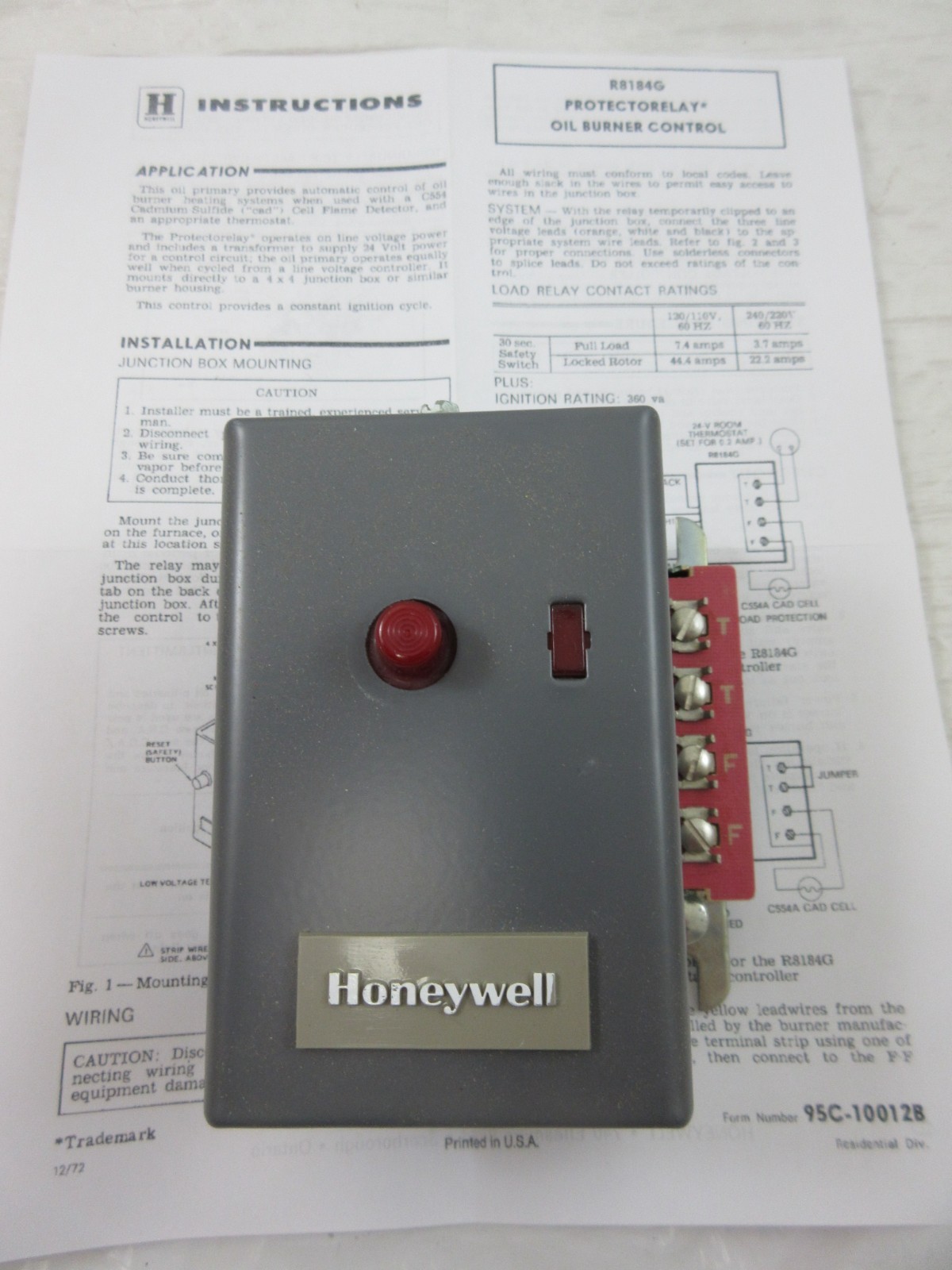 HONEYWELL R8184G 1179 OIL BURNER PROTECTORELAY CONTROLLER NOS
