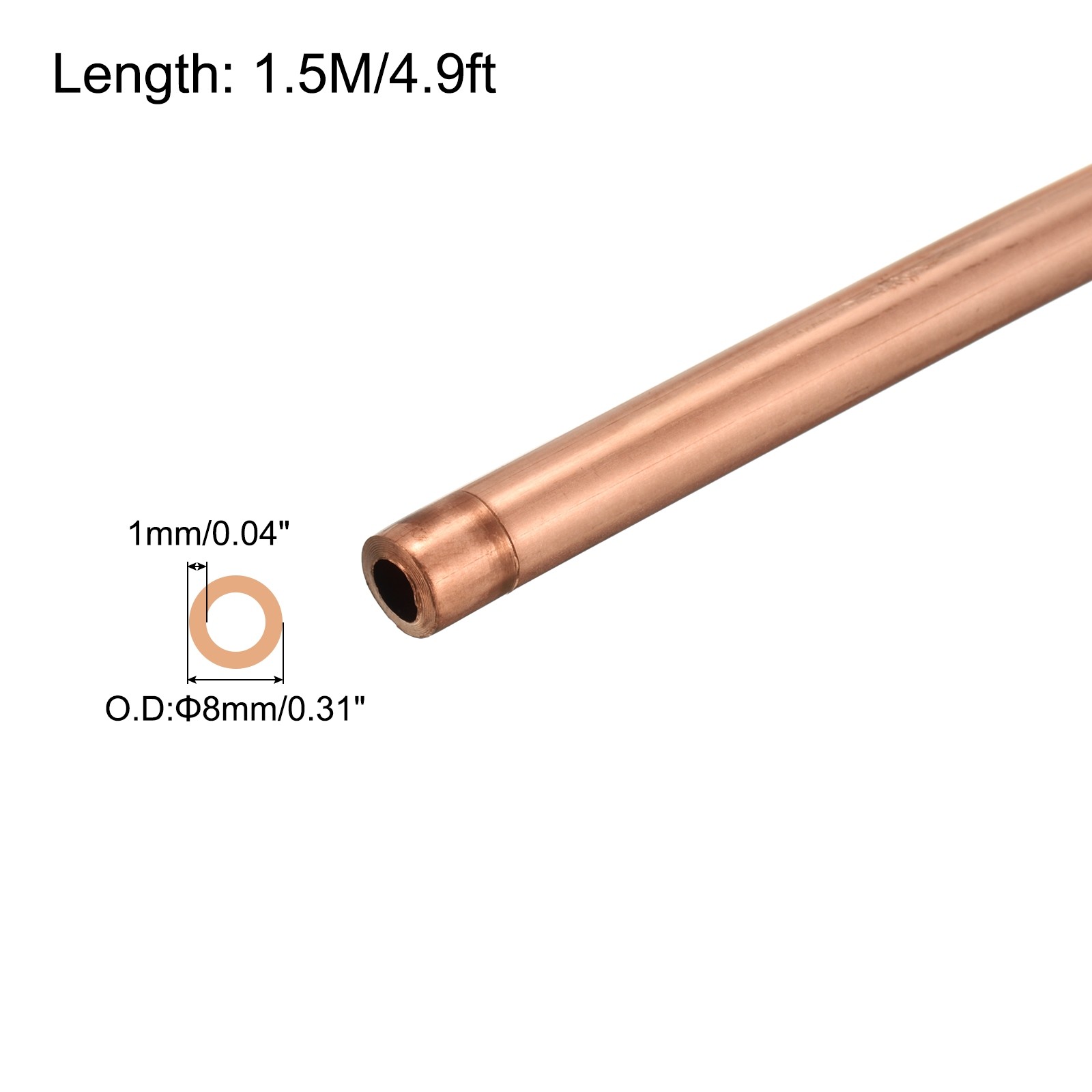 Copper Tube 5/16” OD x 9.8Ft Refrigeration Flexible Pipe Seamless Hollow