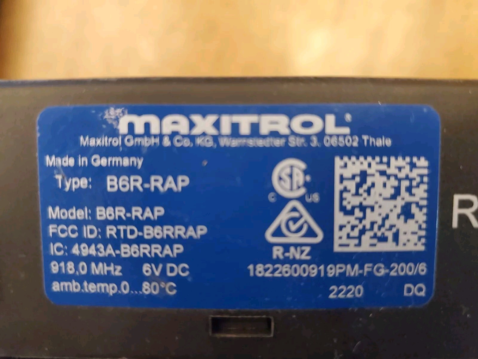 Mertik Maxitrol Control Module B6R-RAP Unit Receiver (Missing Battery Lid Cover)