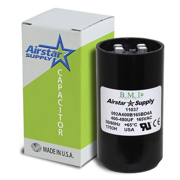 (2) PACK , 400 – 480 uF x 165 VAC BMI Motor Start Capacitor # 092A400B165BD4A