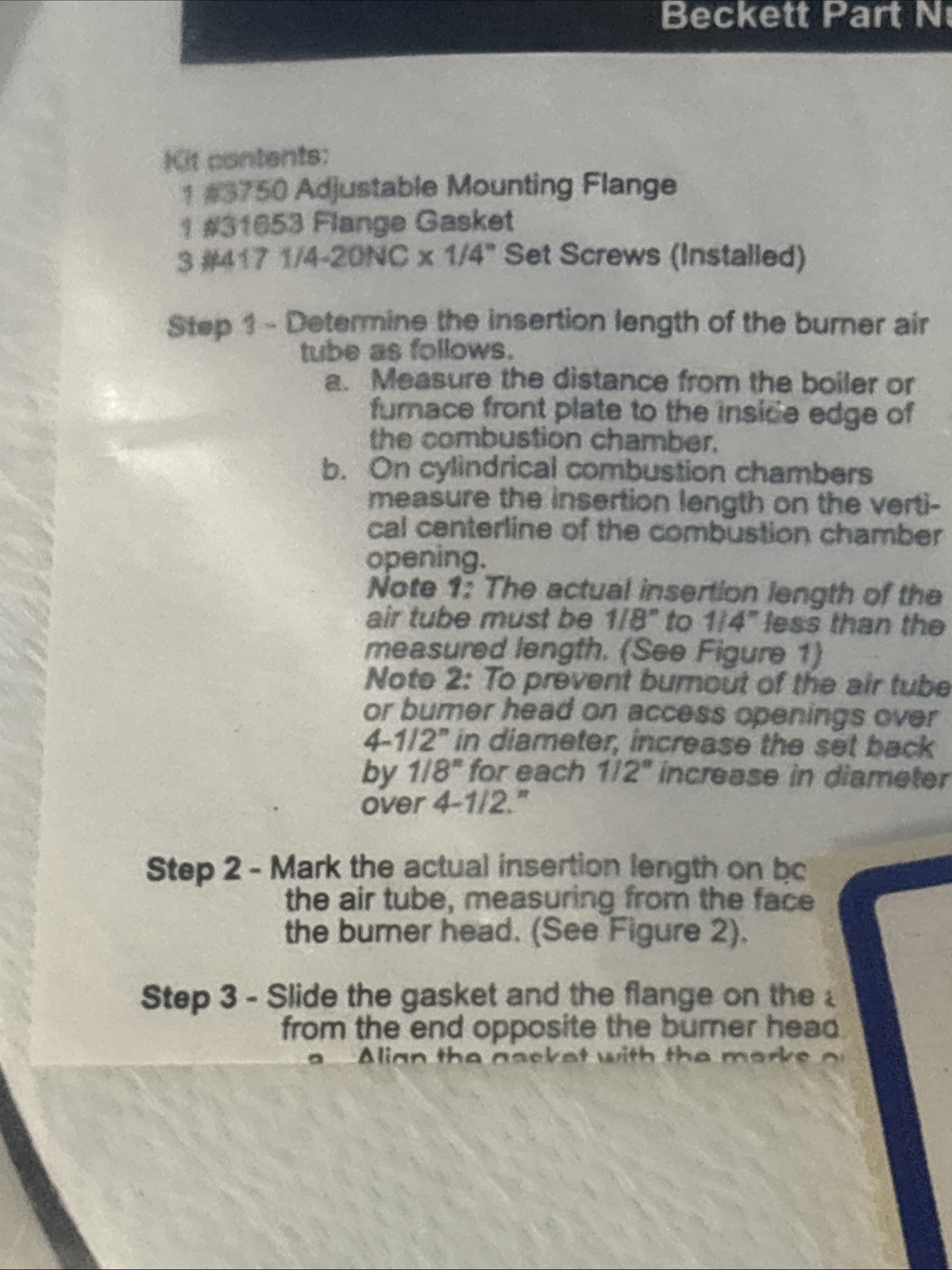 BECKETT 5432 OIL BURNER ADJUSTABLE MOUNTING FLANGE OEM GENUINE NOS