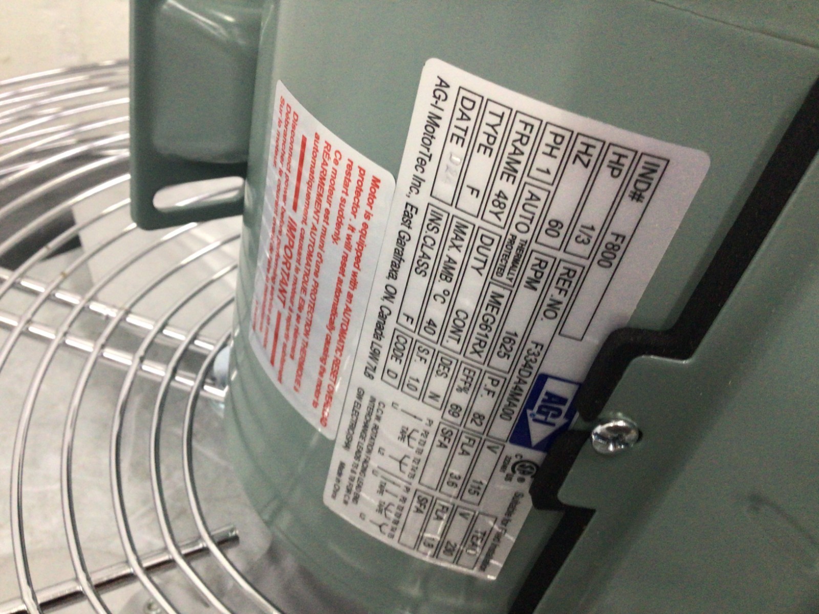 Canarm – P18-1V Exhaust Fan: Direct Drive, 18 in Blade, 1/3 hp, 3,150 cfm, 115V
