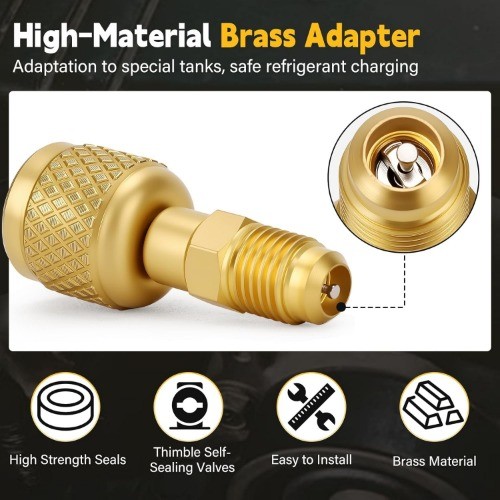 Refrigerant Adapter of Brass Soldered, 1/4″ SAE Female to 1/4″ SAE Male Reverse