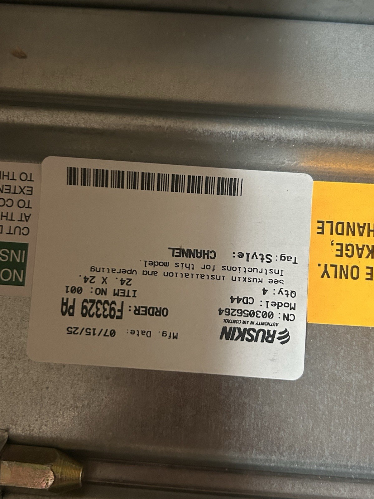 Ruskin Damper CD44-24×24-OB-S