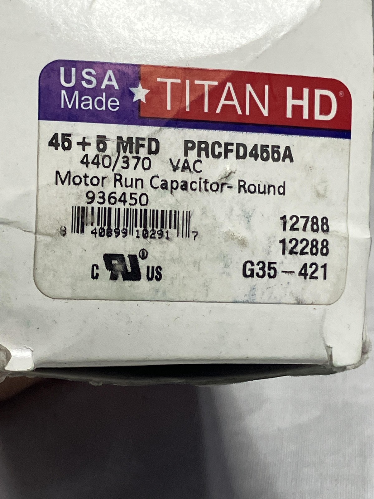 Titan HD PRCFD455A 45+5 MFD 440/370V Heavy Duty Dual Run Capacitor USA Made