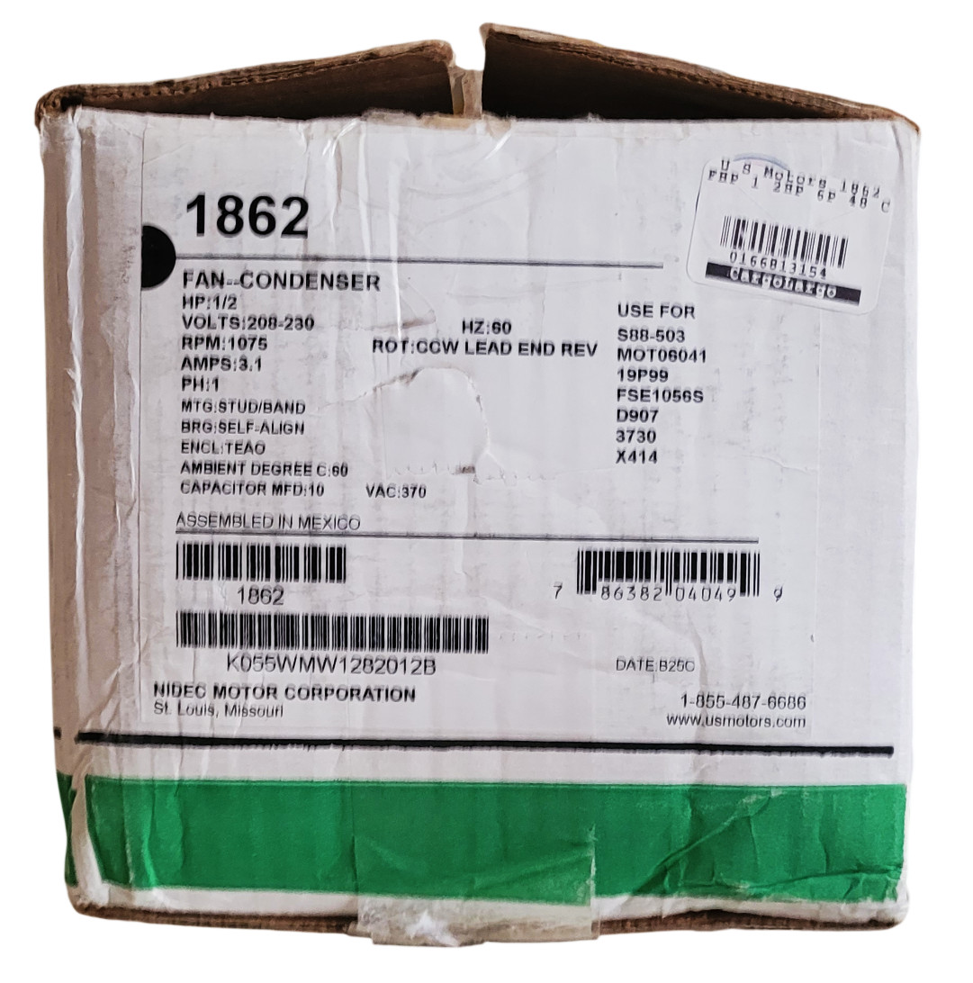 US Motors 1862 Condenser Fan Motor 230V 1/2 HP New-Open Box
