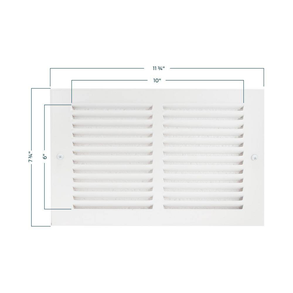 10 In. X 6 In. Steel Return Air Grille in White