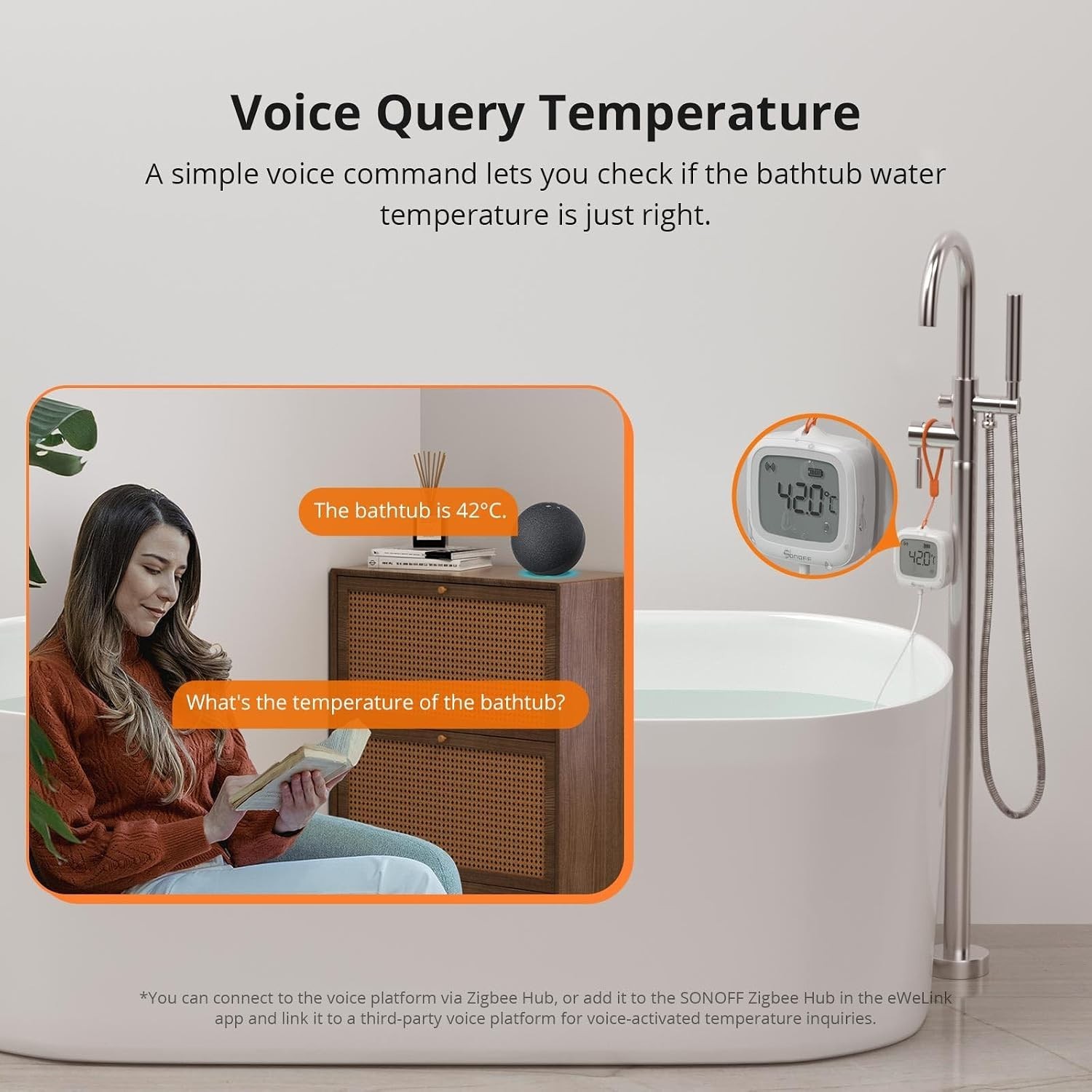 Smart Home-Ready Zigbee Temperature Sensor – Waterproof, 1.5M Probe, LCD Display