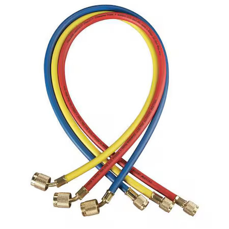 Yellow Jacket 22984 Manifold Hose Set, 48 In, Red, Yellow, Blue