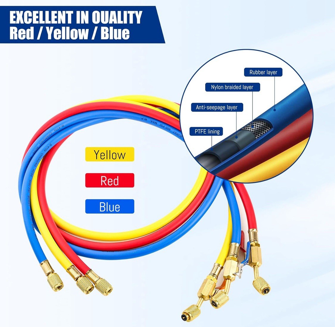 29986 Plus II 1/4″ Charging Hose Set 72″ with Compact Ball Valve