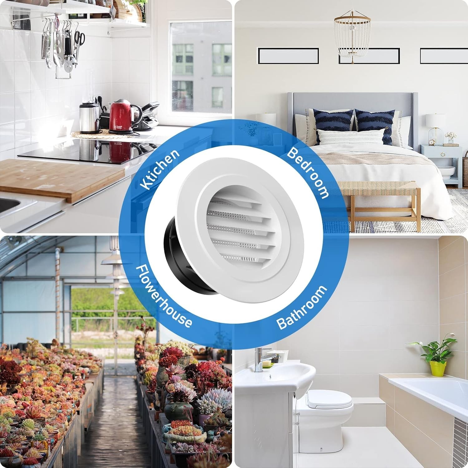 4-Inch Round Soffit Vent Cover with Fly Screen – Ideal for Bathroom & Kitchen