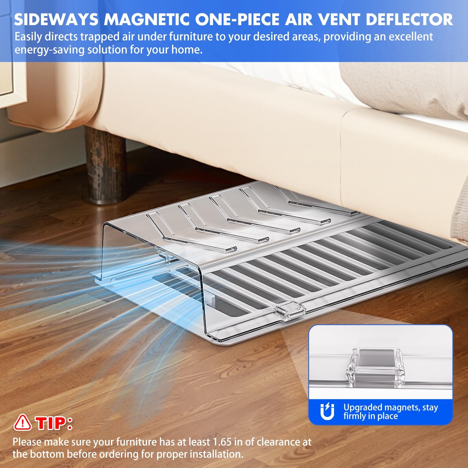 Super Magnetic Vent Deflector, One-Piece 5inch x12 inch, Clear 2 Pack