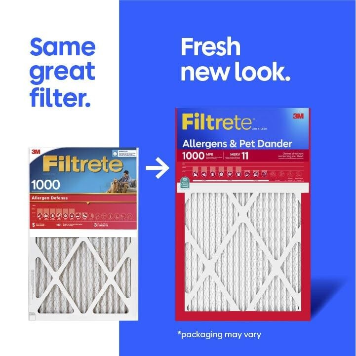 Filtrete 16x25x1 Air Filter, MERV 11, MPR 1000, Allergens & 16x25x1, White