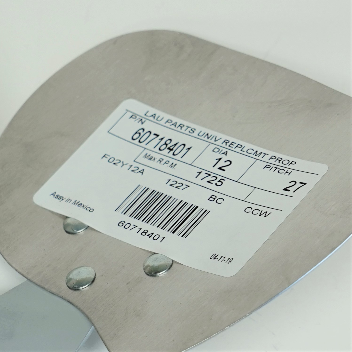 Lau 60718401 12″ Fan Blade CCW Rotation 27 Degree Pitch 4 Blades
