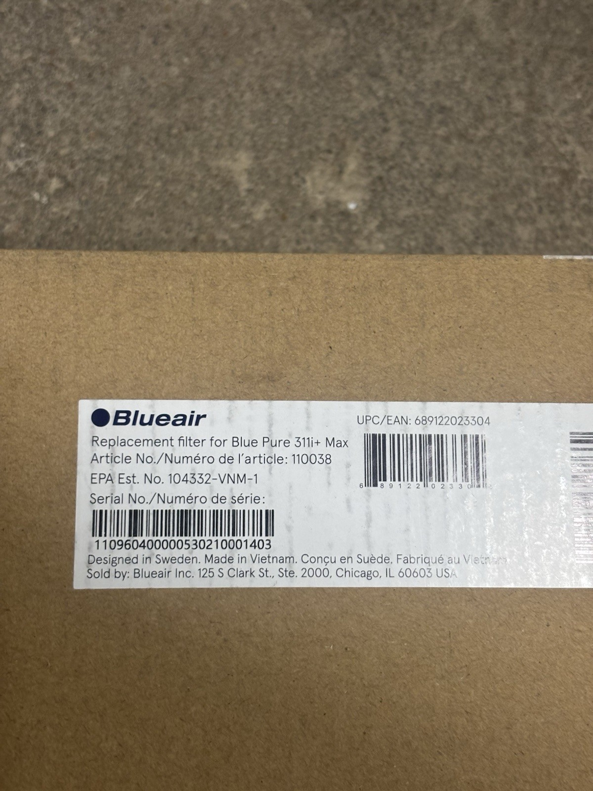 Genuine Blueair Blue Pure F3MAX Replacement Filter for 311i Max
