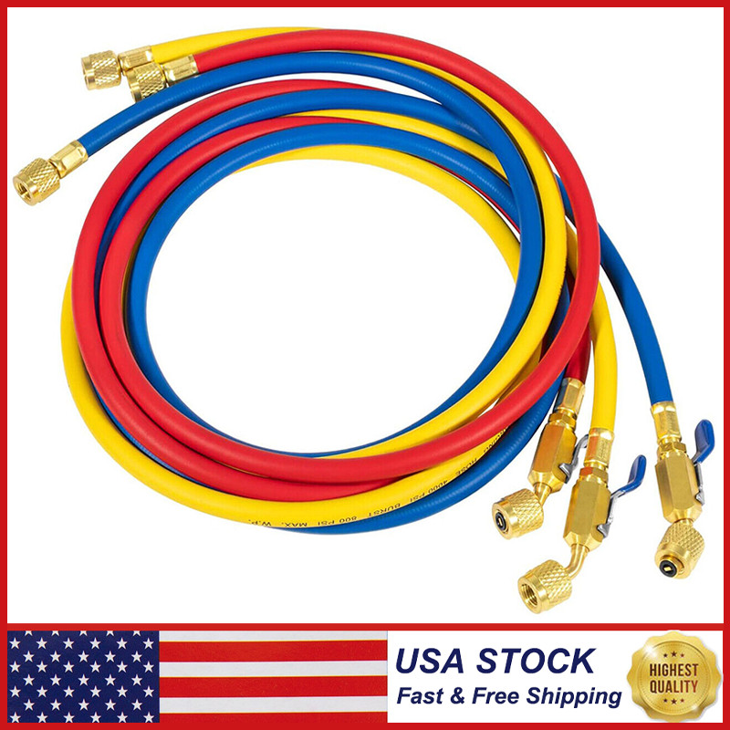 3X 29986 Plus II 1/4″ Hose with Compact Ball Valve End Refrigerant Charging Hose
