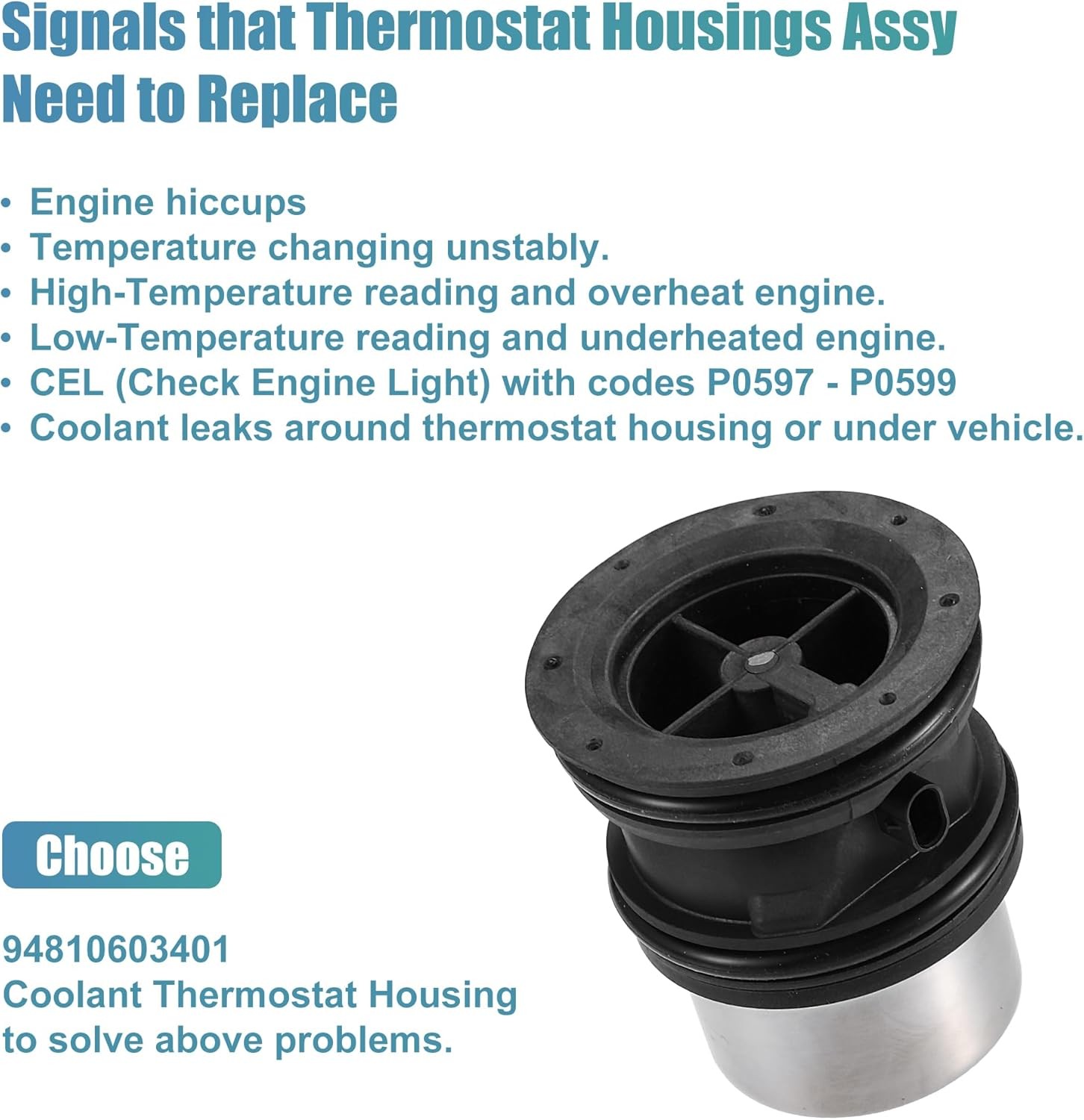 94810603401 Car Engine Coolant Thermostat Housing Assembly for 2011-2018