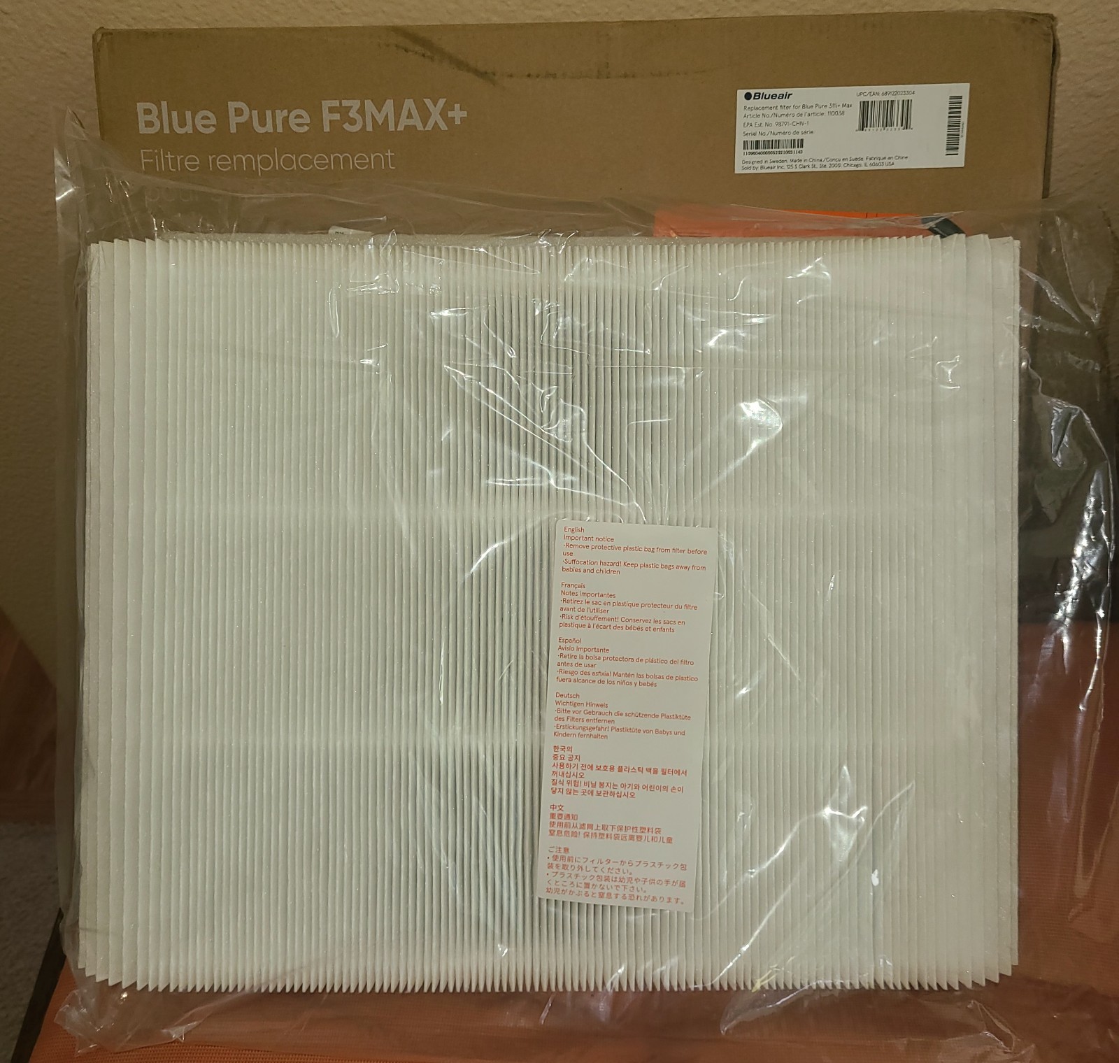 Genuine BLUEAIR Blue Pure F3MAX Replacement Filter for 311i+ Max – NEW