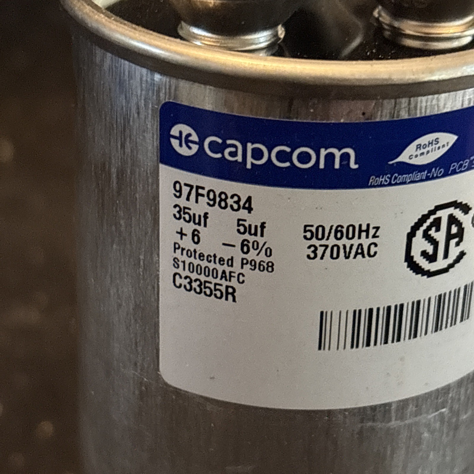 Genuine Genteq Capacitor Dual Round Run 35/5 uf MFD 370 Volt 97F9834 GE Z97F9834