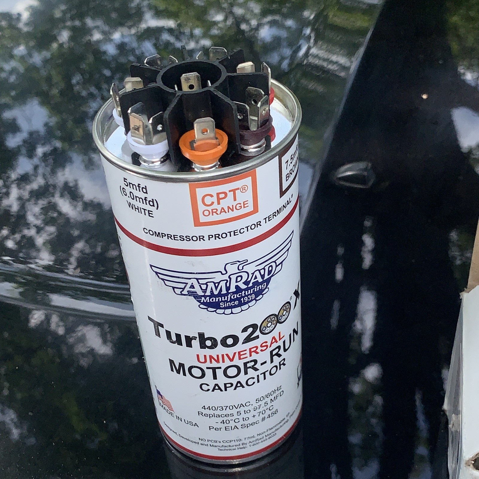 AMRAD Turbo 200X Motor Run Capacitor 5-97.5 MFD 440/370 VAC Universal