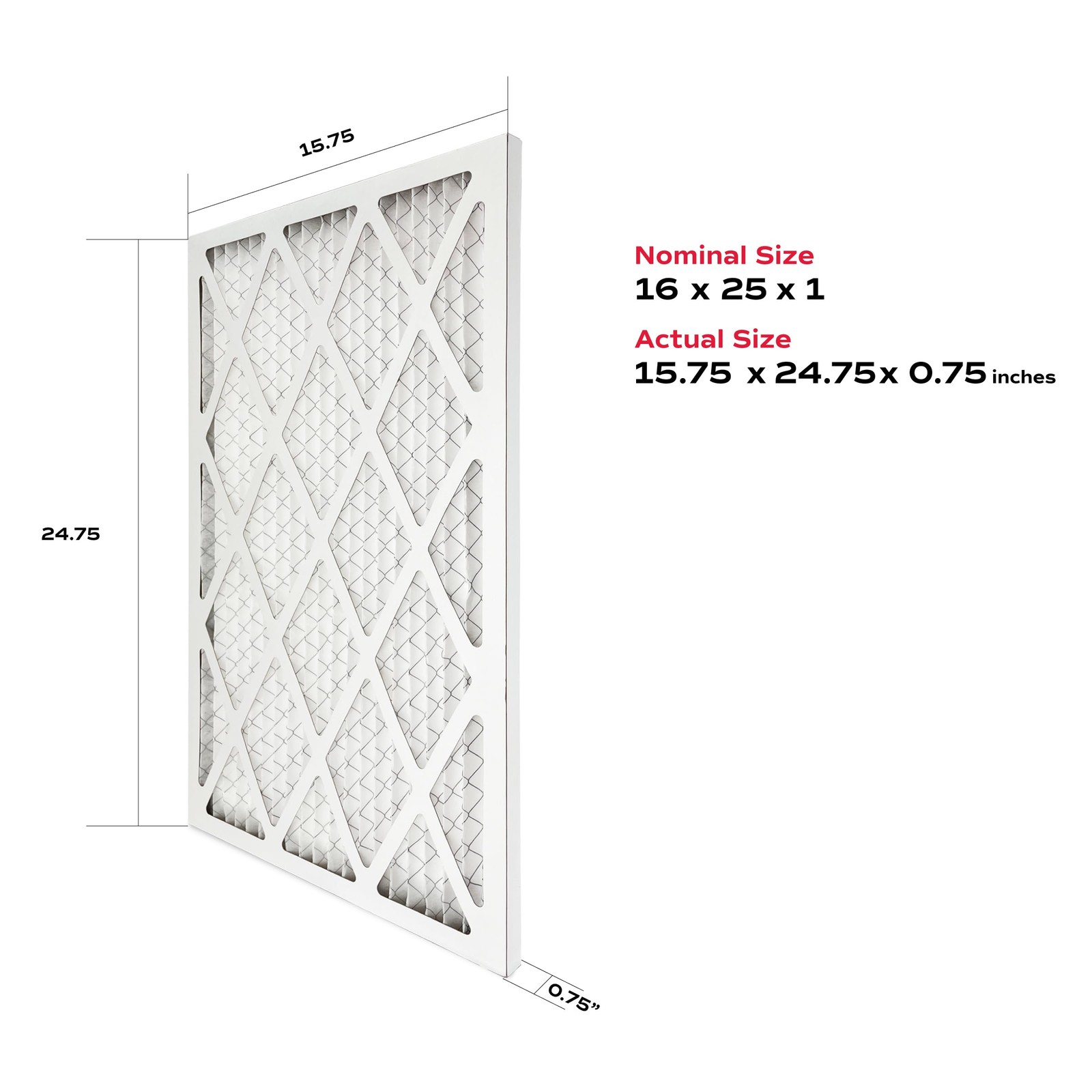 True Blue 16x25x1 MERV 11 Allergen Air Filter (4-Pack) 16″ x 25″ x 1″, White