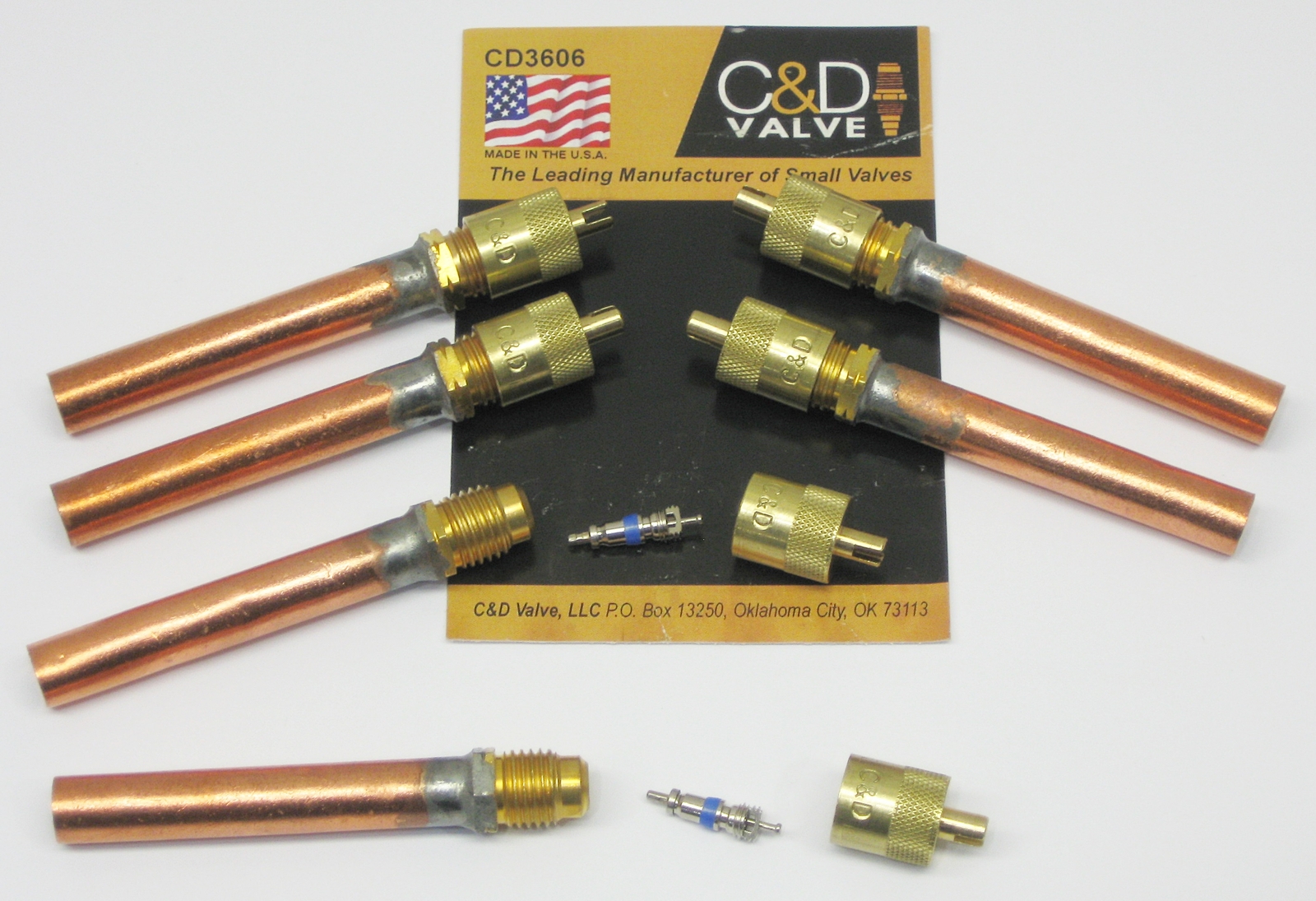 C&D Copper Access Valve CD3606 PKG of 6 3/8″ tube extension w/ 1/4″ flare cap
