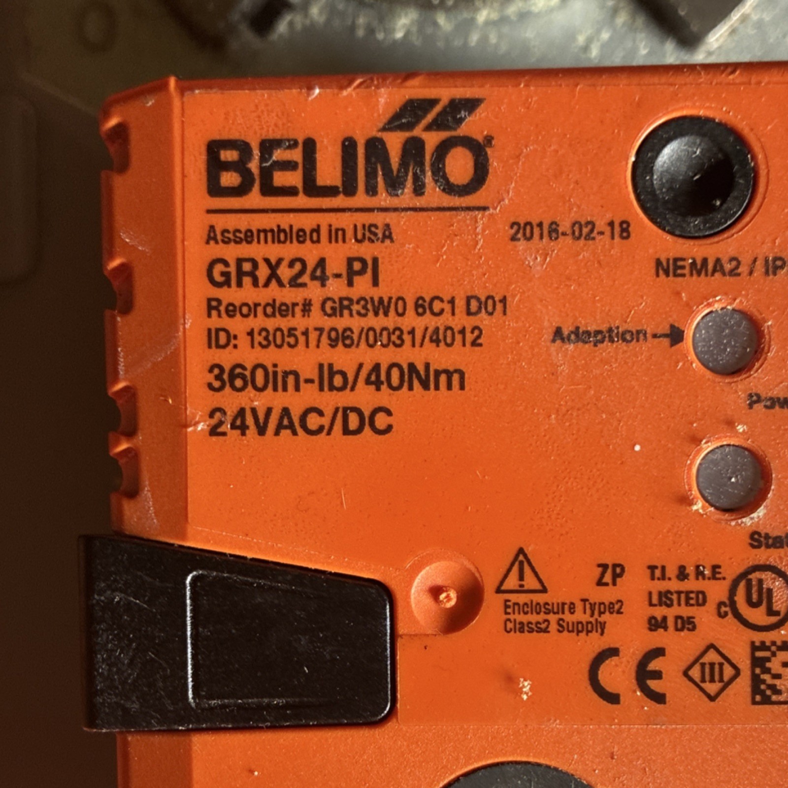 Belimo GRX24-PI Damper Actuator 24 VAC/DC HVAC 360 in-lb 40Nm MPN GRX24-PI