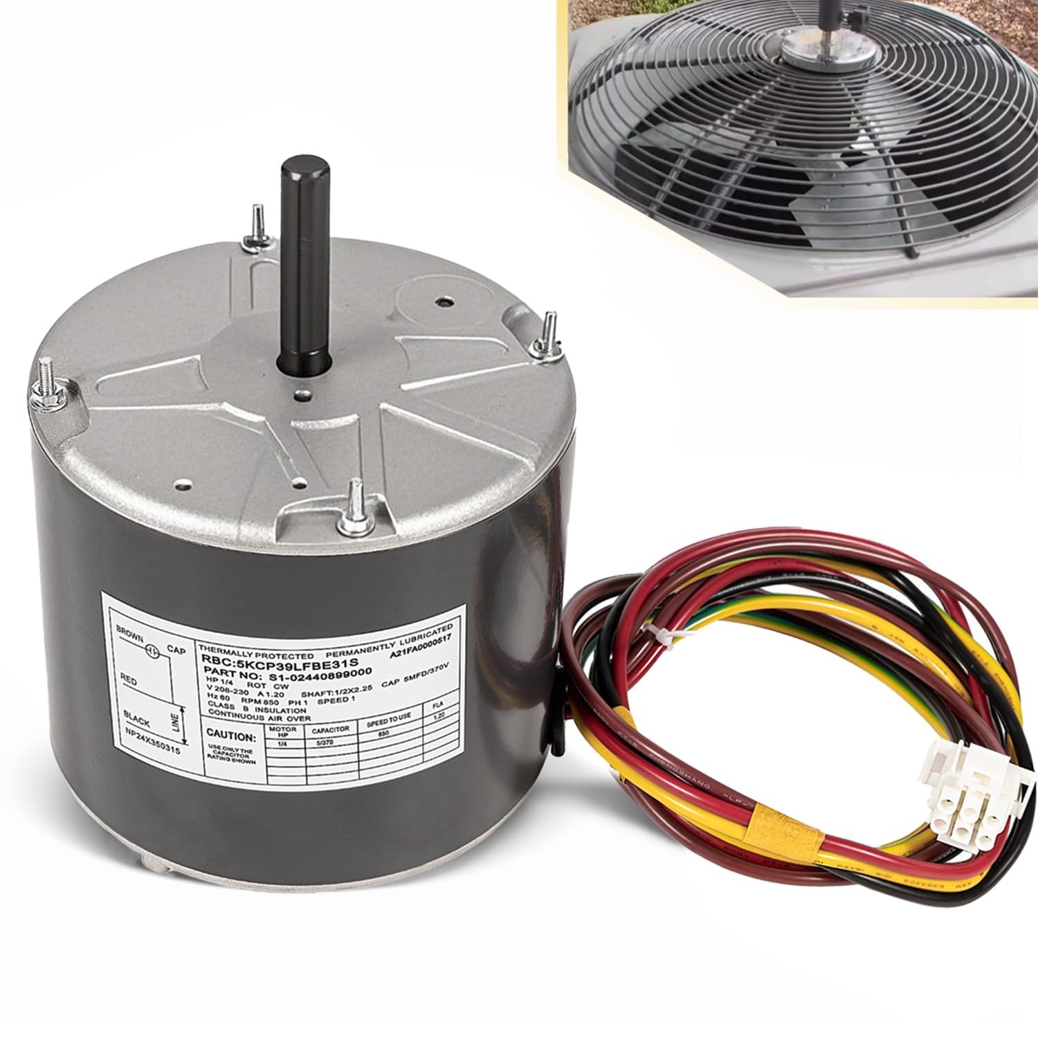 1/4HP AC Condenser Fan Motor 208-230V 850RPM Replaces F48AA68A50 CW