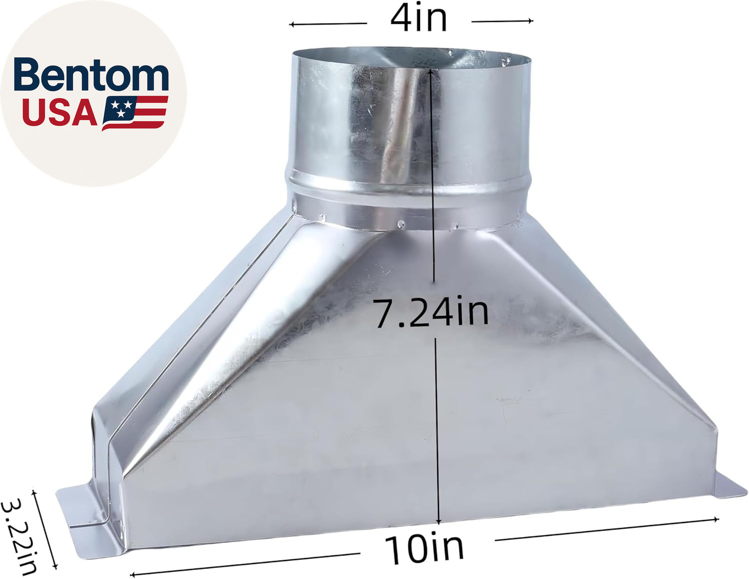 3 1/4-Inch X 10-Inch to 4-Inch Diameter Galvanized Rectangular to round Duct Tra