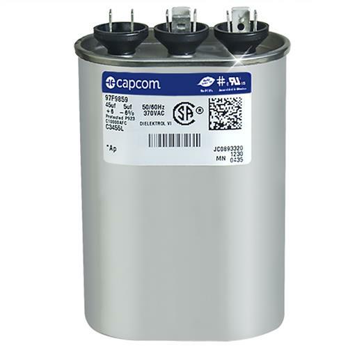 45 + 5 uf MFD 370 VAC – Genteq / GE Oval Dual Capacitor # 97F9859 97F9693