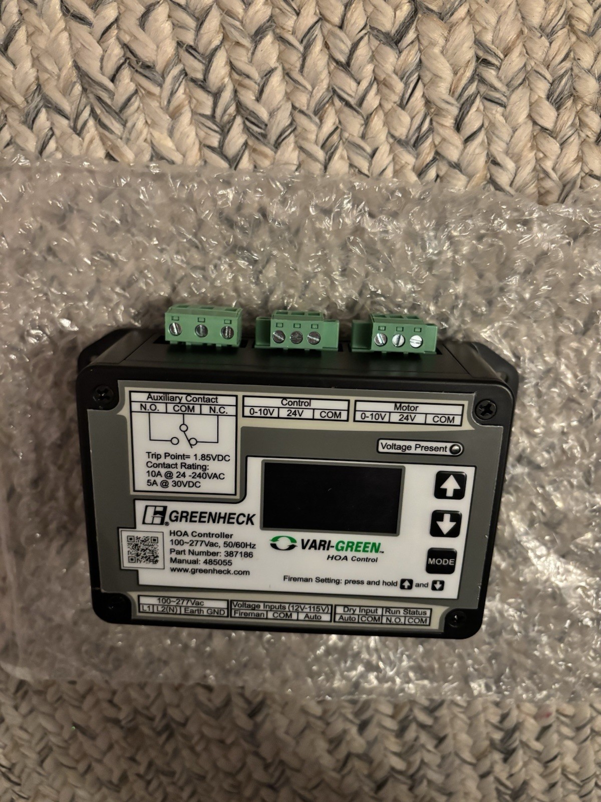 Greenheck 387186 Vari-Green HOA Control 100-277VAC 50/60 Hz Brand New No Reserve