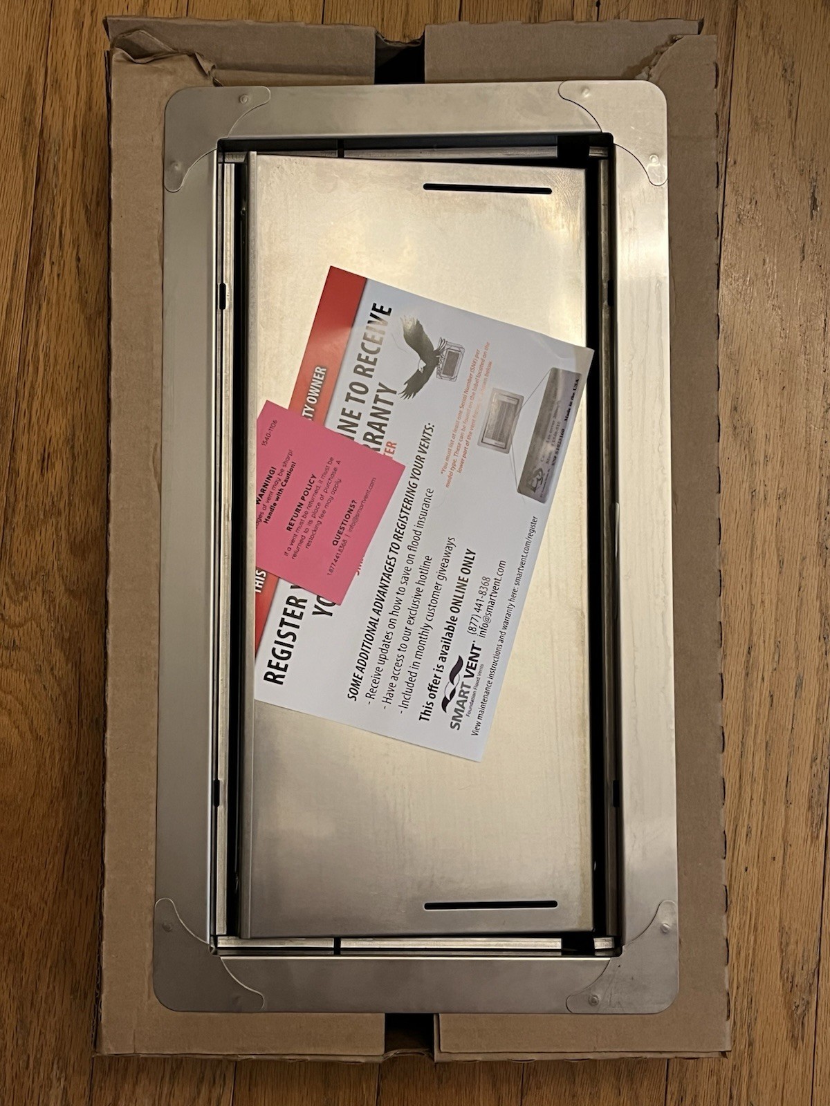 Smart Vent Insulated Foundation Flood Vent FEMA Compliant 1540-520 16″x8″ Gray