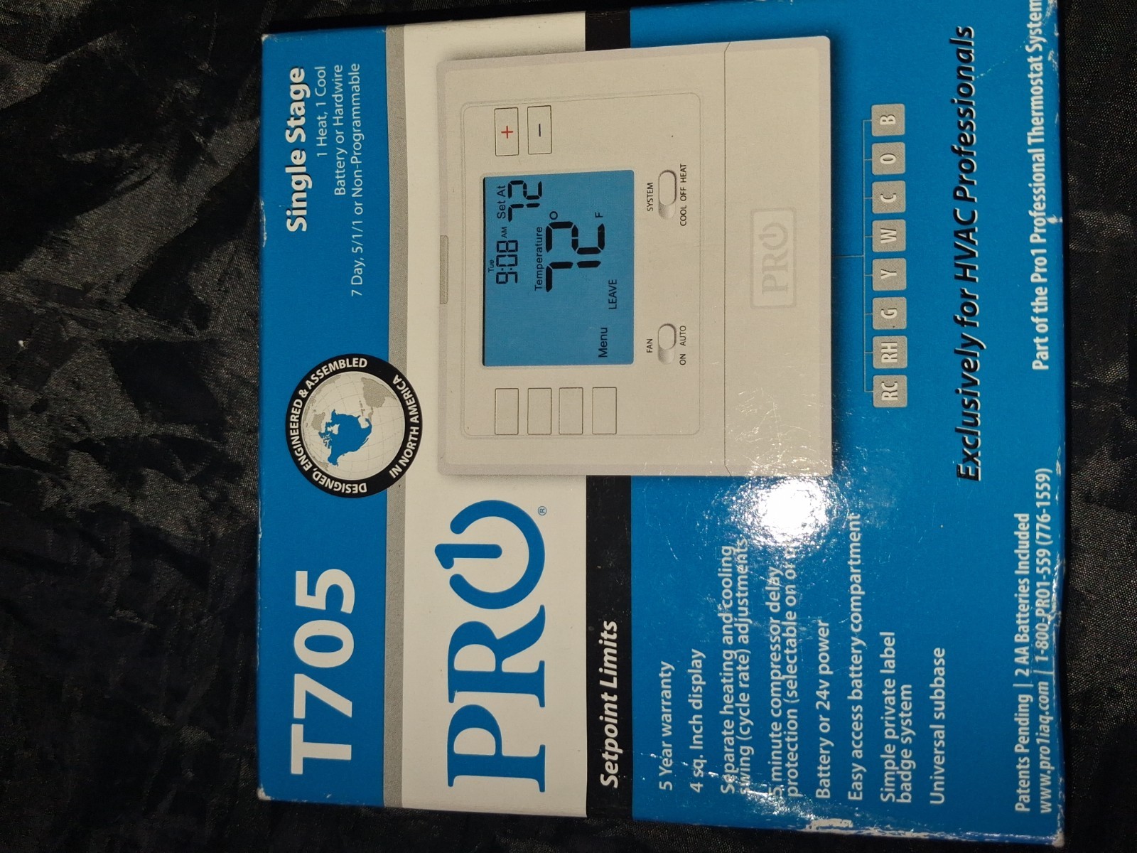 PRO1 T705 1 Heat/1 Cool Programmable Thermostat 7-Day/5-1-1 Digital C-Wire