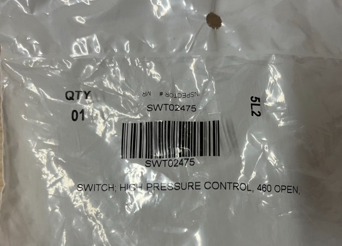 Trane SWT02475 High Pressure Switch 460 PSI Open 360 PSI Close