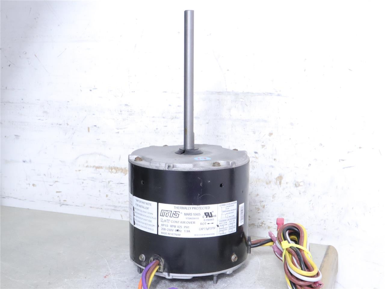 MARS 10405 Condenser Fan Motor 1/3HP 825RPM 208/230V Y7S862D810S