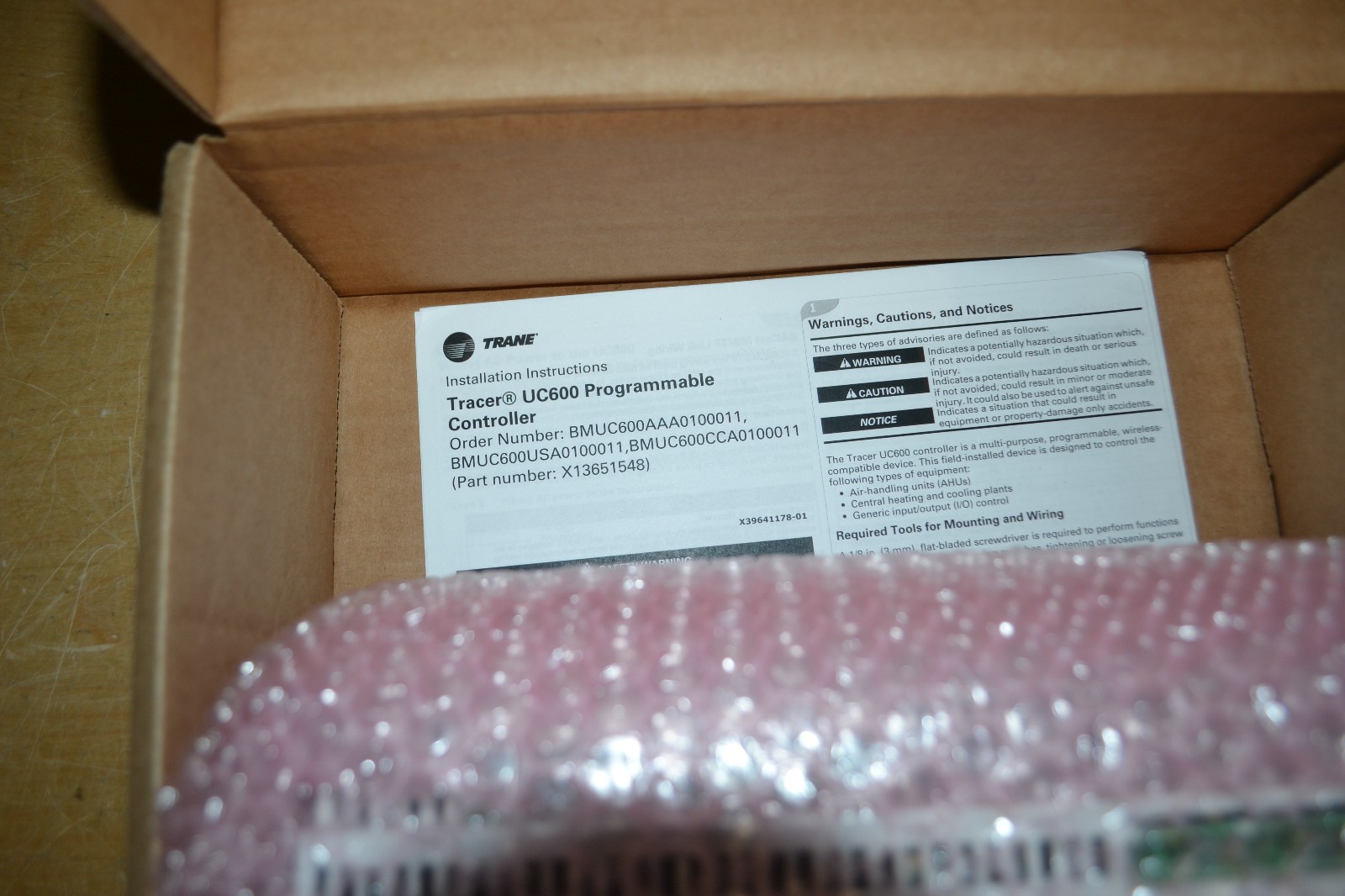 Trane Tracer UC600 Coated Programmable HVAC Controller, Rev D, Mfr. # CNT06894