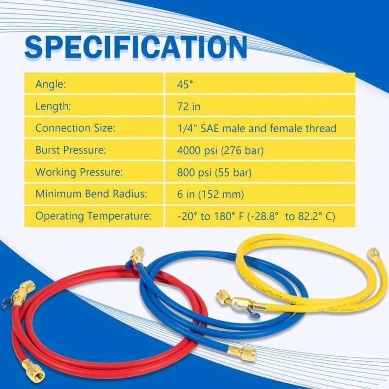 29986 Plus II 1/4″ Heavy-Duty Refrigerant Charging Hose with Compact Ball Valve