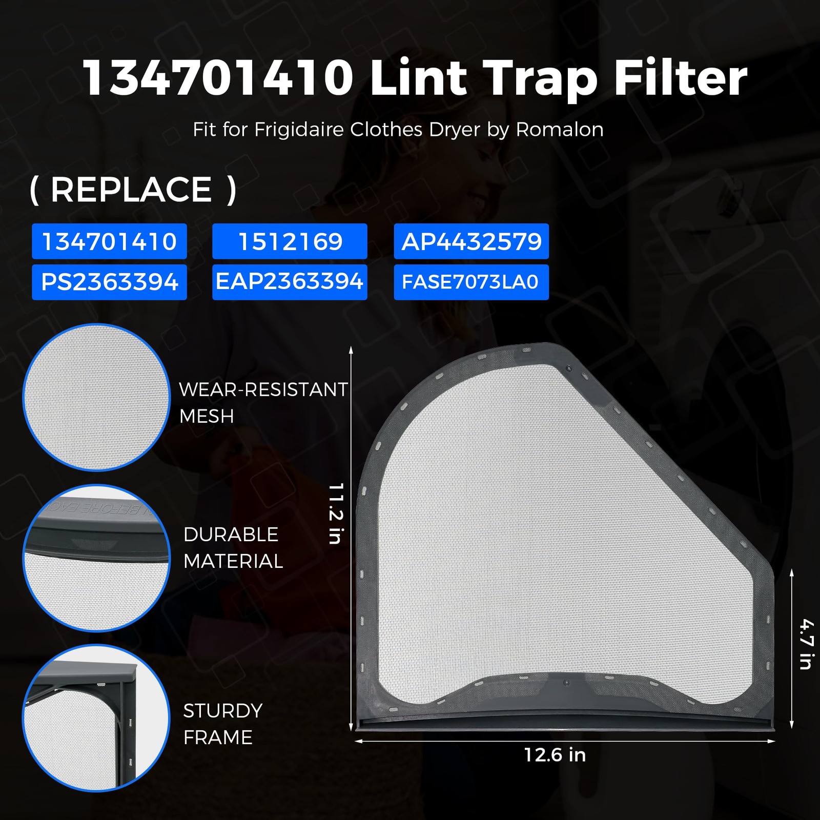 134701410 Lint Trap Filter Fit for Frigi-daire Clothes Dryer by Romalon…