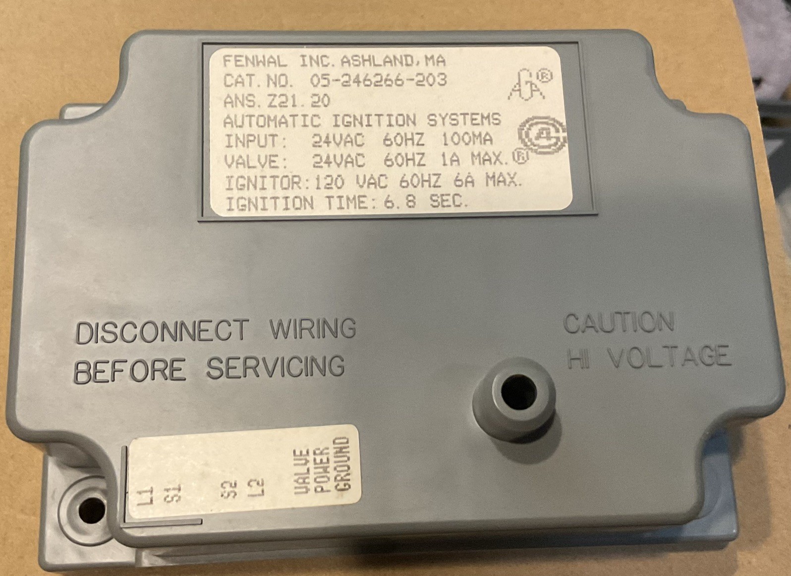 FENWAL 05-246266-203 IGNITION CONTROL ,NOS . WG37x0036