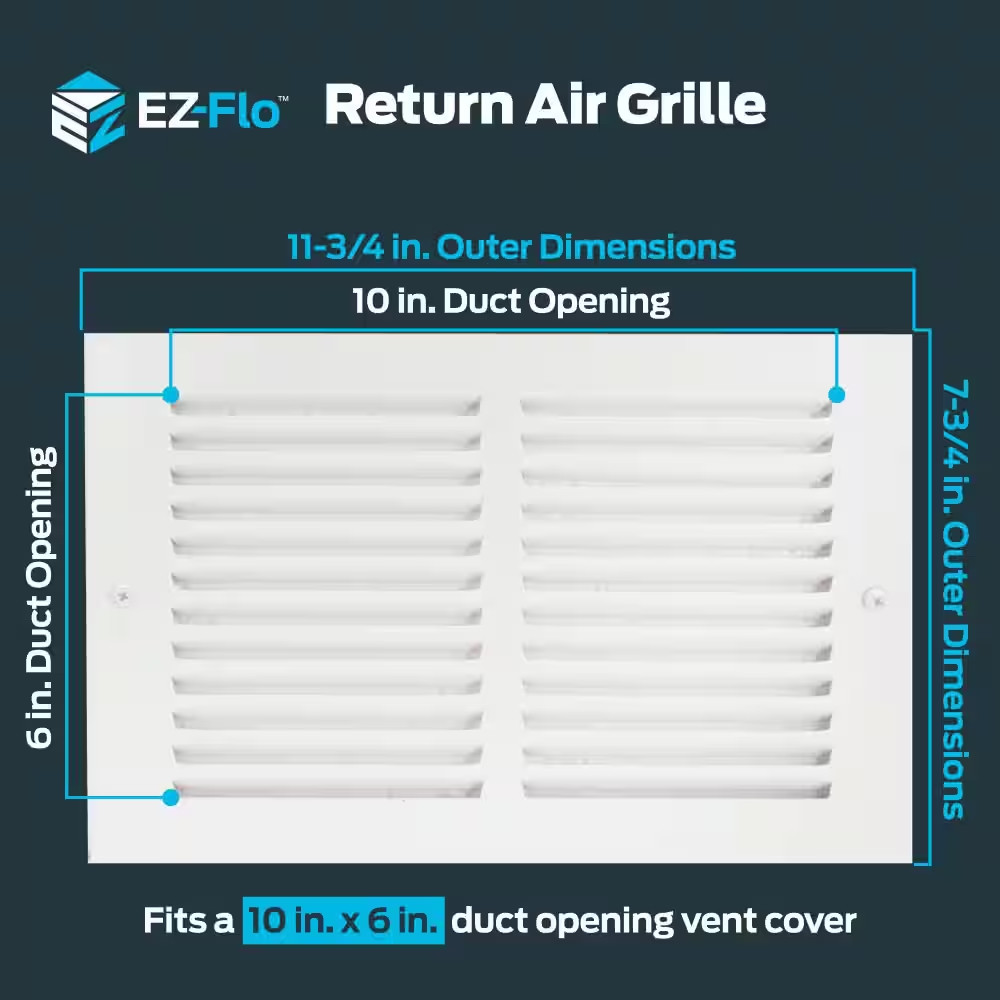 10 In. X 6 In. Steel Return Air Grille in White