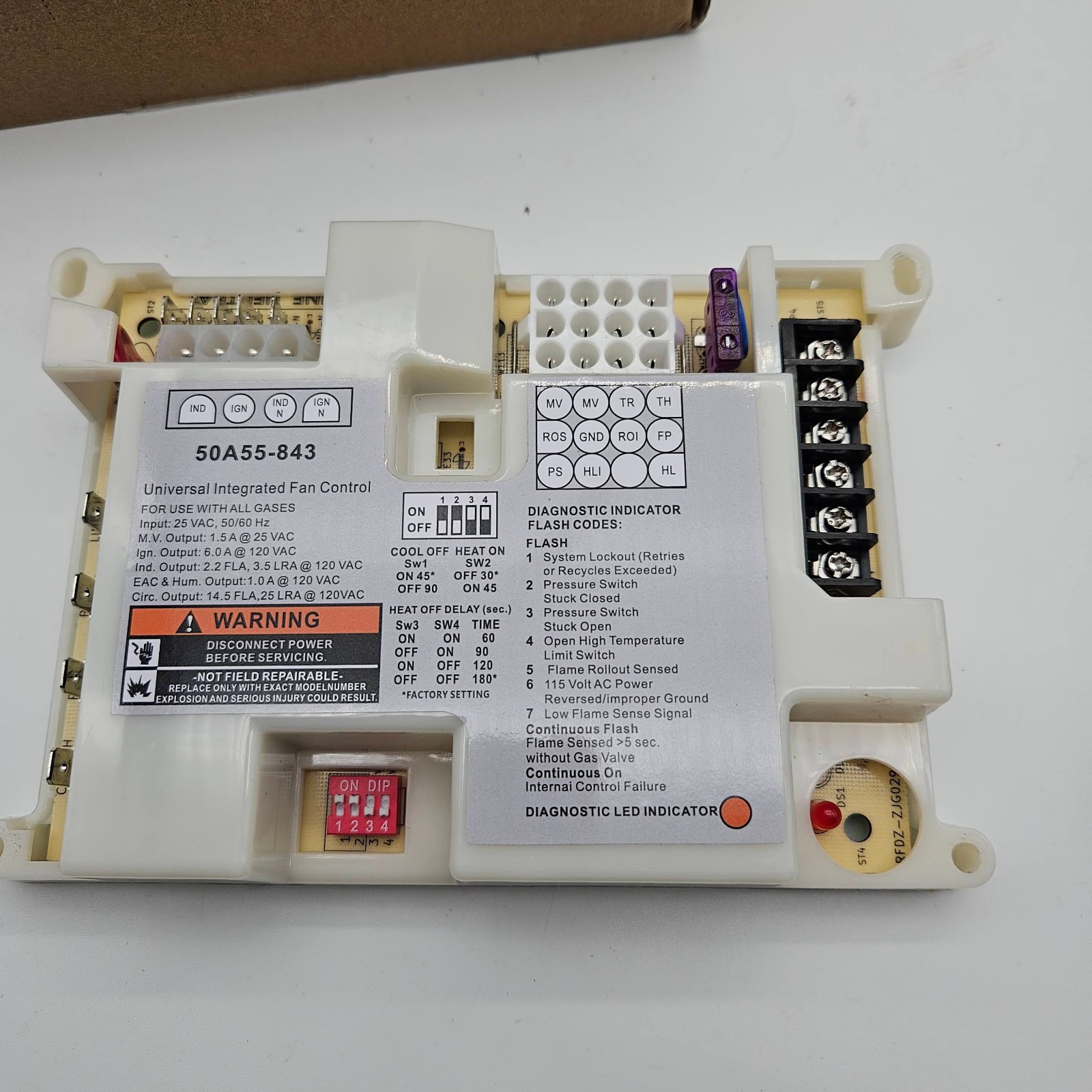 50A55-843 Furnace Control Circuit Board Replacement For White Rodgers open