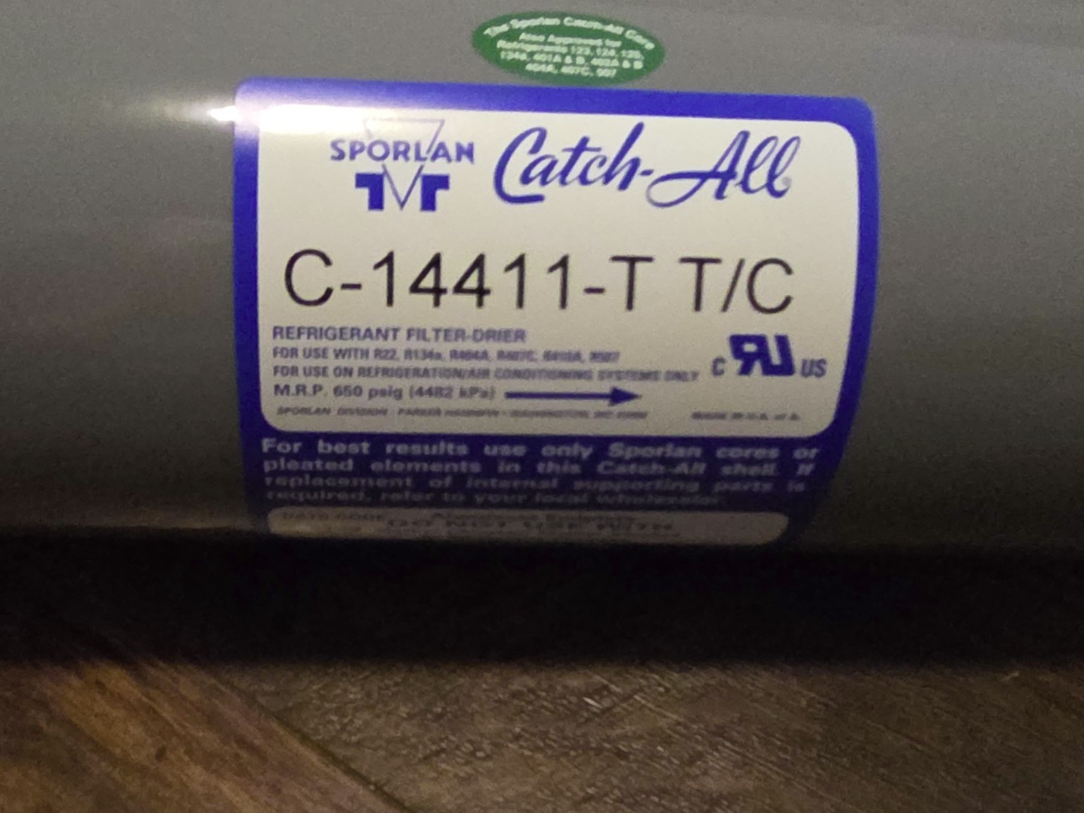 Sporlan Catch-All Filter-Drier C-14411-T T/C Refrigeration HVAC 1-3/8″ ODF – New