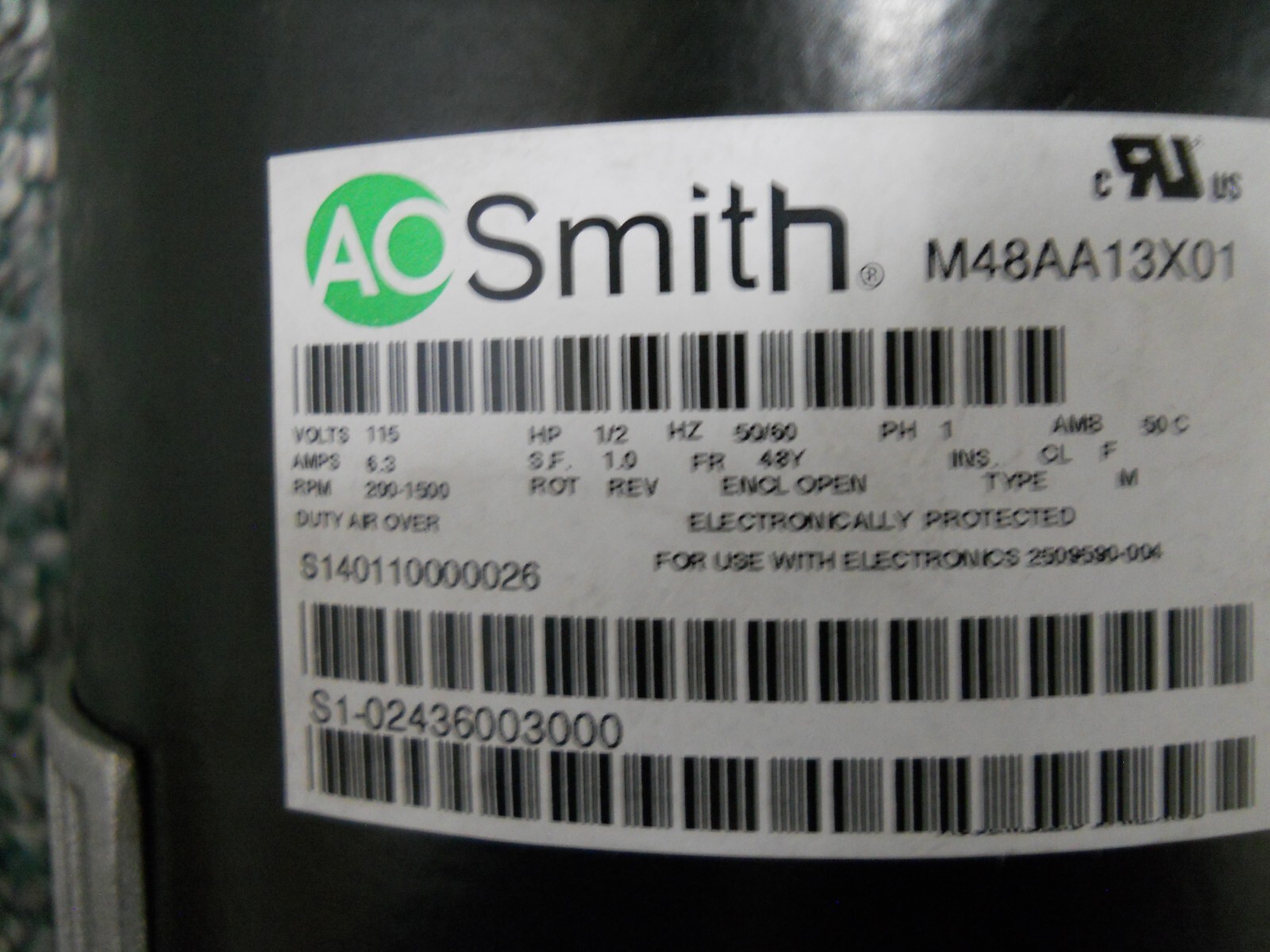 New In Box M48AA13X01 Motor 1/2 HP A.O. Smith 2509590-004