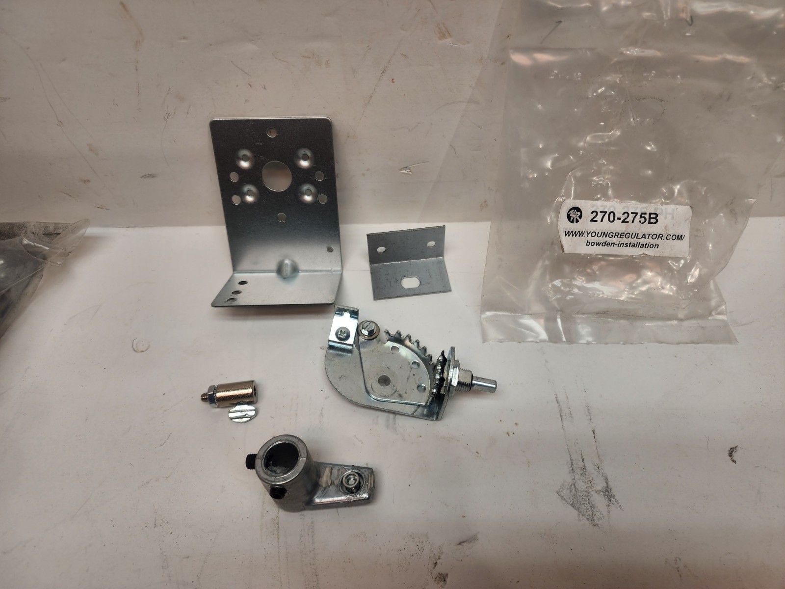 Lot 2 Young Regulator 270-275B Rack and Pinion Control with an Angle Bracket