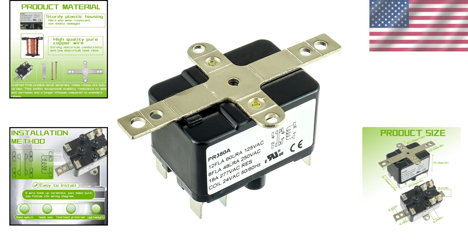24V AC Fan Relay 90-380 AC Switch SPST for HVAC Coleman Goodman Furnace