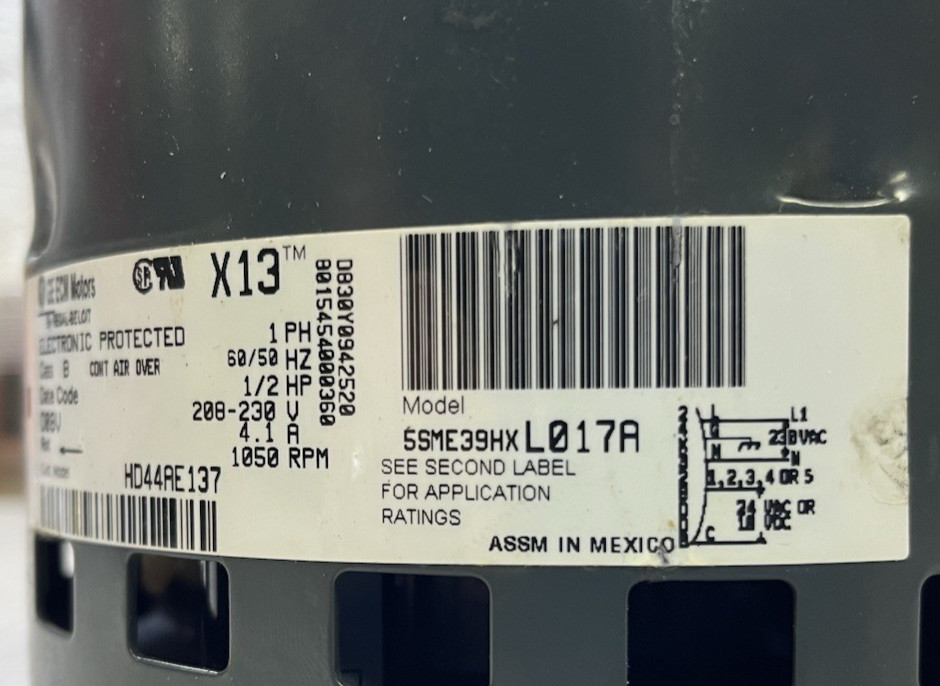 Carrier / BRYANT HD44RE137 Blower Motor, 208/230V, 1050RPM, ECM X-13
